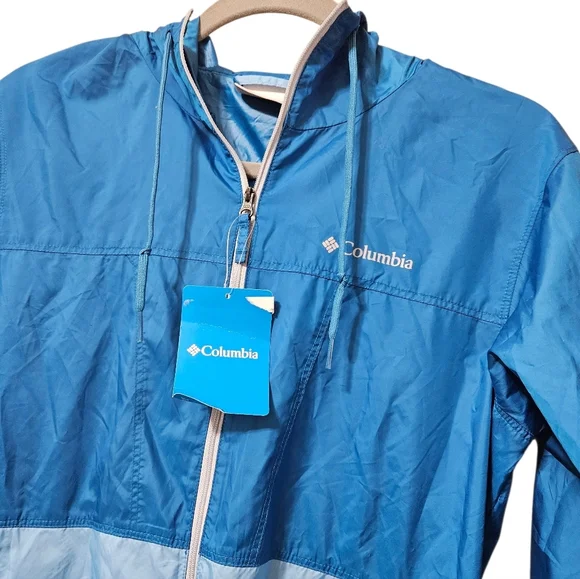 Columbia Two-Tone Blue Hooded Windbreaker Jacket Dark Cyan NEW Womens - Picture 3 of 6